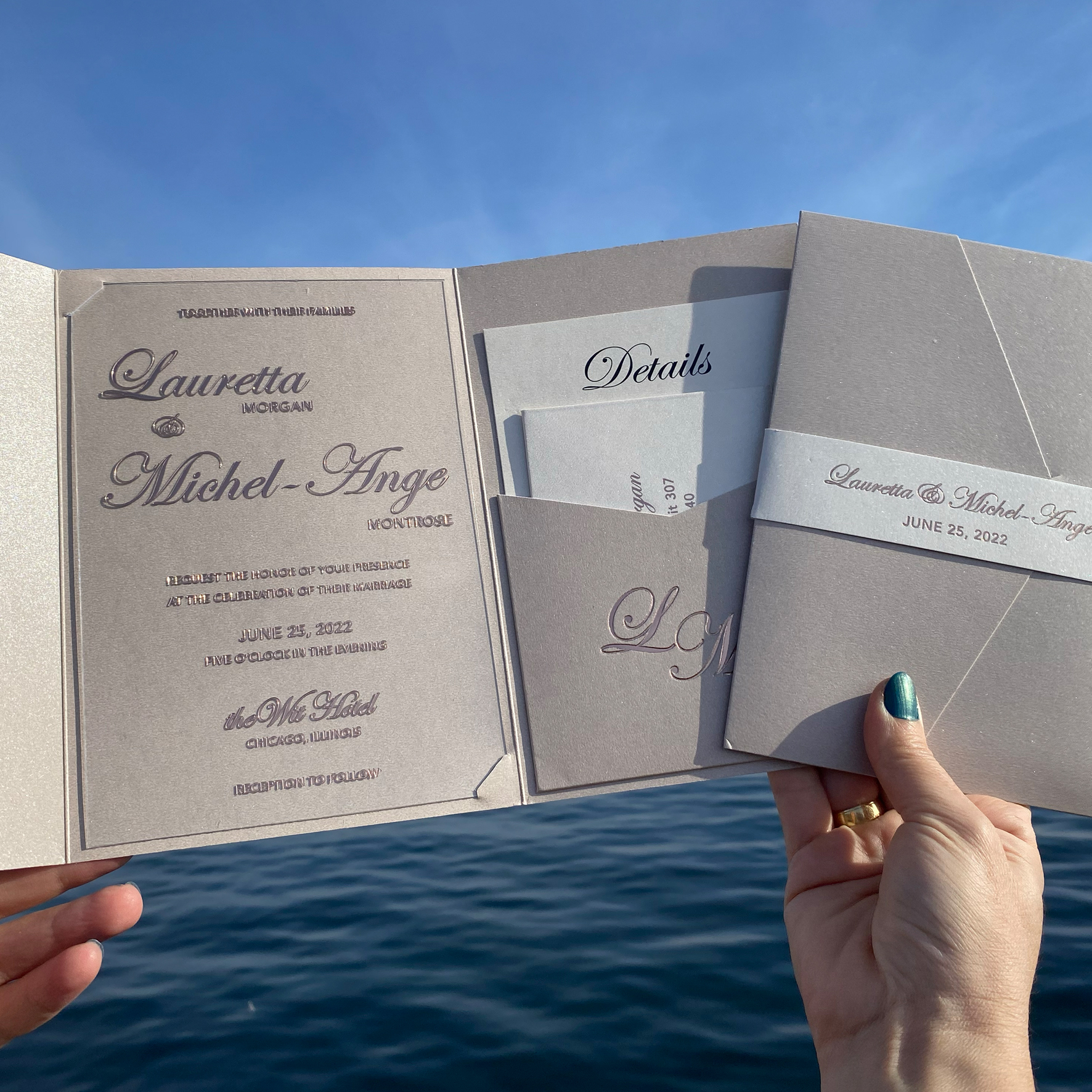  Acrylic wedding Invitation. Pearl Pocket Envelope. Wedding Invitation. Detail Card. Mailing envelope